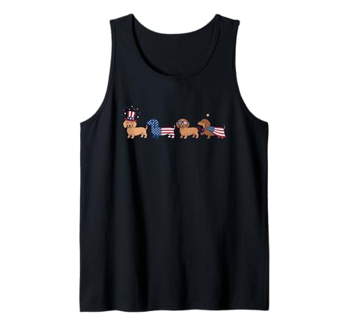 Weiner Dog 4th of July Patriotic Dachshund Cute USA Tank Top