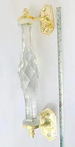 Robin Exports Preumium Quality White Door Handle Designer Crystal Cut Glass Door Handle Puller Vintage Antique Style Brass White Door Handle 28 cm