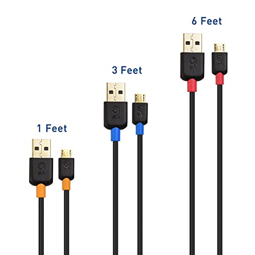 Cable Matters Combo 3-Pack Gold-Plated Usb 2.0 Type A To Micro-B Cable - 1, 3, 6 Feet #TOP6