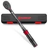 SUERCUP 3/8-Inch Drive Click Torque Wrench - 5-45 Ft-Lb/6.8-61Nm, Dual-Direction Adjustable 72 Tooth Click Torque Wrench for Bike, Motorcycle and Car Repair