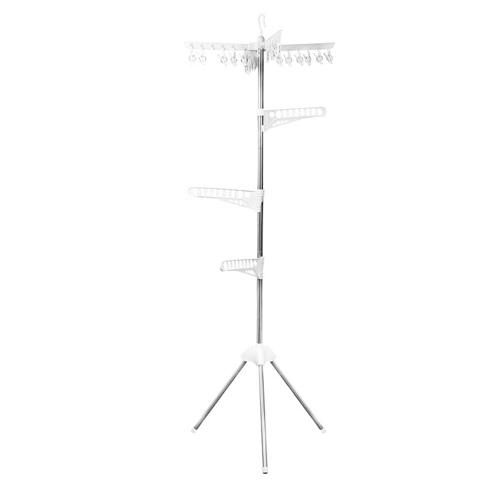 Yöl Silver Folding Clothes Airer - Tripod Laundry Drying Rack Hangers Clips Pegs Maiden Horse 180Cm Corner Space Saver