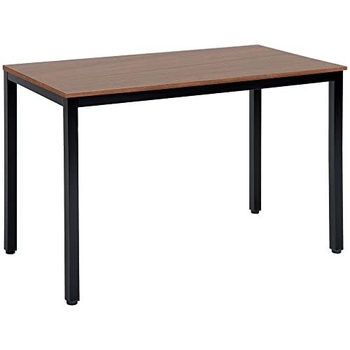 HOMCOM Table Bureau Informatique Table de Salle à Manger Grand Plateau 120L x 60l x 74H cm Panneaux Particules Noyer métal Noir Cover