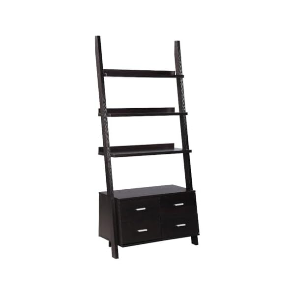 Coaster home furnishings colella leaning 4 drawer ladder bookcase cappuccino  urban country home decor
