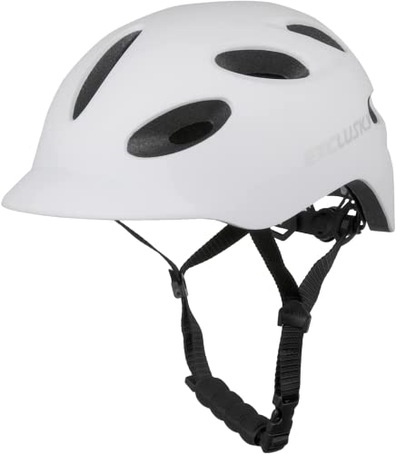 Exclusky Casque Velo Homme Femme Casque VTT Homme Casque Velo avec Lumineux Visiere Casque Velo Route Casque Velo Adulte pour Cyclisme BMX Ville Scooters Électriques (56-61CM)