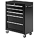 Price comparison product image HOMCOM 5-Drawer Lockable Steel Tool Storage Cabinet with Wheels Handle 2 Keys Organisation Box Unit Chest Garage DIY Workshop Trolley Black