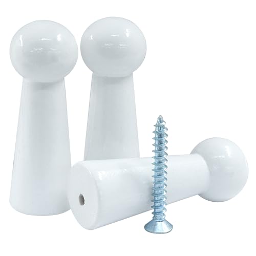 Unlorspy 10Pcs Wooden Screw Hooks, Solid Wooden Wall Hooks Screw-On Coat Hooks, DIY Wood Coat Hooks for Hanging Jacket/Towel/Mug/Clothes Crafts(Style-2,White)