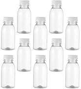 Kichvoe Glass Bottle 10Pcs 200ML Plastic Milk Water Bottle with Caps Empty Drink Bottle Clear Bev...