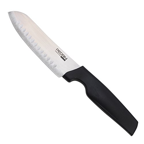 Pedrini 281.42 Coltello Santoku, Acciaio Inossidabile, Nero, 26.5x38x20 cm