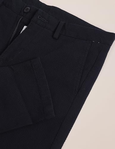 Image of Flat Front Textured Casual Trousers