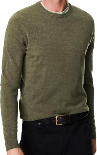 MATINEE Mens Fine Knitted Luxury Supersoft Cashmere-Like Crew Neck/V Neck/Zip Neck Sweaters, Fine 12 Gauge Knit Structure (UK, Alpha, XL, Regular, Regular, Olive Green Marl, Crew Neck)