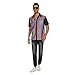 Zando Sequin 70s 80s Disco Shirt Men - Retro Sparkling Chequer Rainbow Outfit Short Sleeve Button Down Fashion Metallic Costume Top For Halloween New Year Themed Party & Nightclub Prom Medium