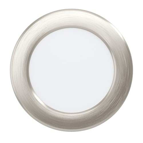 EGLO LED Einbaustrahler Fueva 5, Ø 11,7 cm, Spot Aus Stahl und Kunststoff Leuchtfläche, Einbauleuchte in Silber, Weiß, flach, geringe Einbautiefe 26 mm, warmweiß