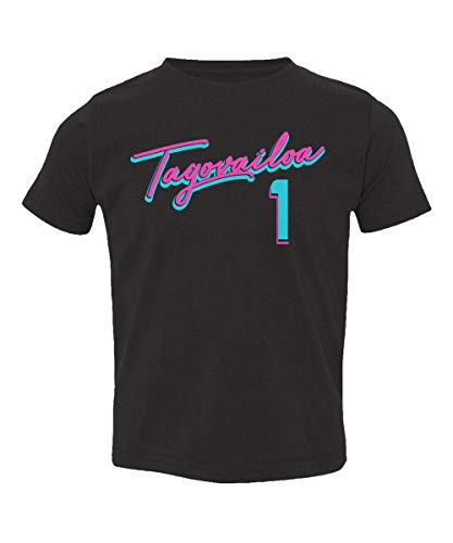 Baku Apparel Miami Team Fans Tua Tagovailoa Vice City Little Kids Girls Boys Toddler T-Shirt (Black, 5T)