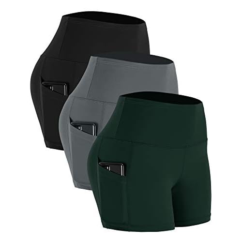 CADMUS High Waist Athletic Shorts for Womens Yoga Fitness Running Shorts with Deep Pockets