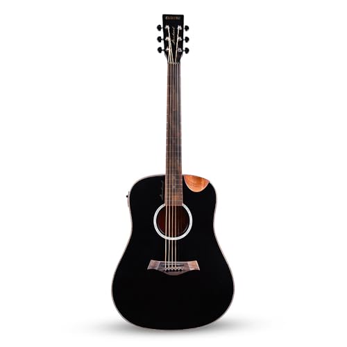 Image of Kadence SH04 Slowhand 41 inch Electro-Acoustic Guitar | Dreadnought Demi Cutaway | Black Spruce Wood | Built-in Pickup + 2 Band EQ | Comes with Bag | Includes Learning Course | Black