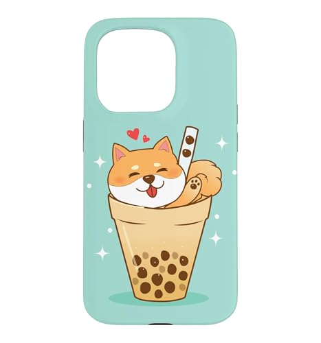 Funny Womens Kids Girls Bubble Boba Tea Kawaii Shiba Inu �X�}�z�P�[�X iPhone 15 Pro �p