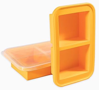 MT.BAY (2 Pack) 2 Cup Silicone Freezer Containers For Soup, Pasta Sauce, Leftovers, Broth & More Reusable BPA Free Non Plastic Food Storage Freezing Ice Trays With Lids & Measurement Lines (2 Pack)