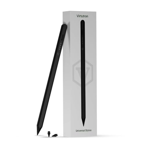Image of Virtutron Universal Stylus Pen with Type-C Charging | Rechargeable Touch Pen | Non-Bluetooth High Precision Digital Pencil for iPhone, iPad, Samsung, Android Tablets & Touchscreen Devices (Black)