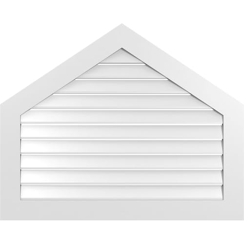 TrueCraft PVC Peaked Top Surface Mount Gable Vent, 42"W x 34"H Overall Frame Size, 8/12 Pitch: 1" x 3-1/2" Standard Trim Frame, Functional