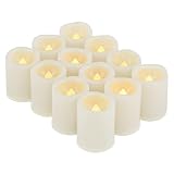 Flameless Votive Candles White Plastic Flickering LED Electric Fake Tea Lights Long Lasting Battery