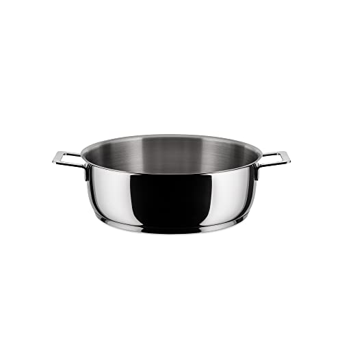 A Di Alessi,Ajm102/28"Pots & Pans", Low Casserole With Two Handles In 18/10 Stainless Steel Mirror Polished,5 Qt 27 Oz,Silver,Large #TOP1