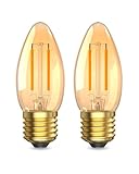 Klarlight E27 Large Screw Candle Light Bulbs,2.5 Watt E27 Screw Bulb Warm White 2200K,C35 Vintage Light Bulbs Equivalent 20W,Amber Screw Bulbs for Lamps,Non-Dimmable,2-Pack
