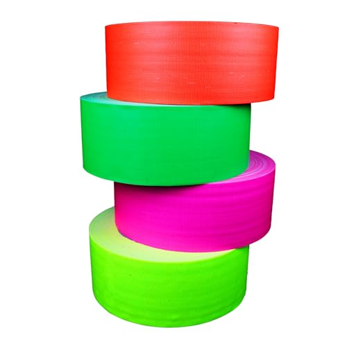 Pack adhésif fluo UV FLOOR - Gaffer qualité premium 5 cm x 25 m - Lot de 4