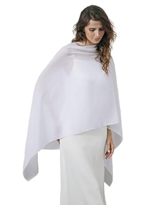 BEAUTELICATE Chal Estola de Gasa Elegante para Mujer Chifón Capa Poncho Ligera para Novias Bodas y Vestidos de Noche-Blanco | Ya disponible en tu tienda friki favorita! En mundofriki.es!