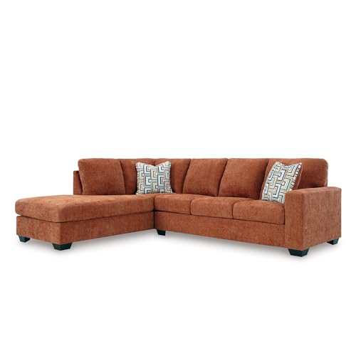 Image of Signature Design by Ashley Orange Sectional Couch with Chaise, Aviemore