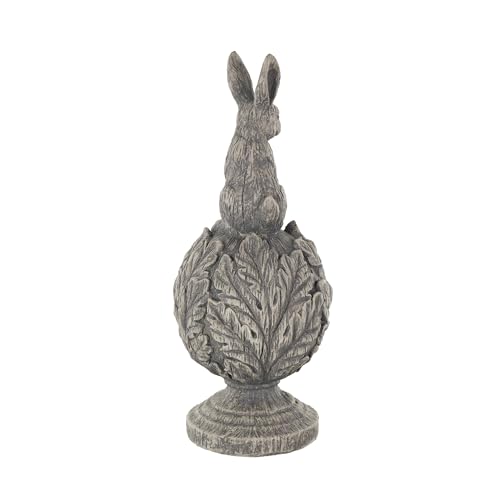 Escultura decorativa de conejo de polystone gris 8 x 8 x 20 in miniatura 6