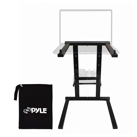 Pyle Portable Folding Laptop Stand - Foldable Laptop Stand with Adjustable Height, Secondary Accessory Tray for iPad, Tablet, DJ Mixer, Workstation, Gaming, Home Use and Carrying Bag Included
