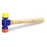 C&T 12oz Gummihammer,Rubber Soft Face Mallet Hammer,D=35mm,Doppelseitig Mit 70°Hartem TPU Und 60°Weichem TPE Spitzen Und Hickory-Holzgriff,Für Möbelmontage Fliesenverlegung Und Automobilreparatur