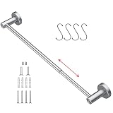 Adjustable 16 to 27.6 Inch Single Towel Bar, iMomwee Satin Brushed Nickel Finished SUS304 Stainless Steel Bath Towel Holder, Wall Mount Towel Rail for Bathroom Kitchen Washroom, 1' Diameter Towel Rod