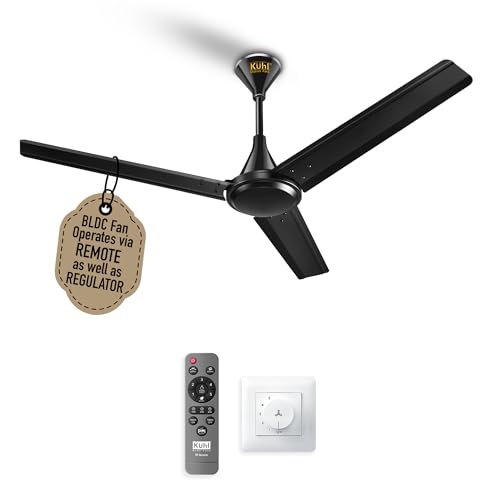 Image of KUHL Fest B1 1200mm BEE 5-Star BLDC Ceiling Fan | 28W Energy Saving (Up to 65%) | High Airflow & Low Noise | Remote as well as Regulator Operated | 5 Year Motor Warranty | ISI Marked (Black)