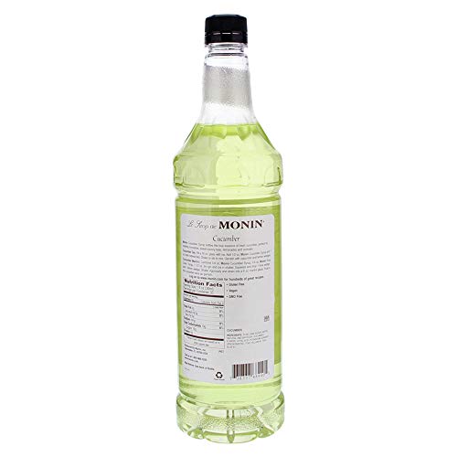 Monin - Cucumber Syrup, Refreshing Sweetness, Natural Flavors, Great for Mocktails, Cocktails, Lemonades, Teas, and Sodas, Non-GMO, Gluten-Free (1 Liter)