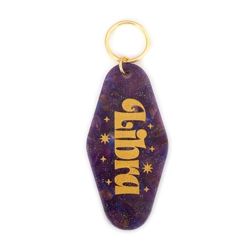 Astrological Leo Zodiac Sign Acrylic Keychain with Gold Stars