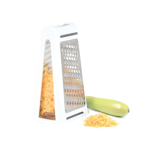 Wintem– Grattugia Multiuso in Acciaio Inox con Doppia Lama e Contenitore Rimovibile, Grattugia Manuale Ideale per Formaggio, Verdure e Cioccolato