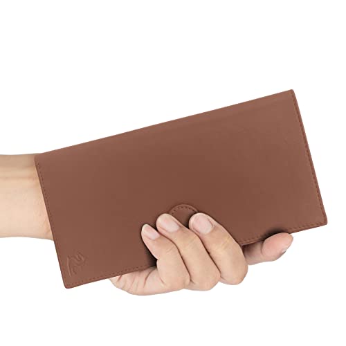 Image of KARA Tan Unisex Genuine Leather Passport Holder - Travel Friendly Passport Wallet with 8 Card Holder Slot
