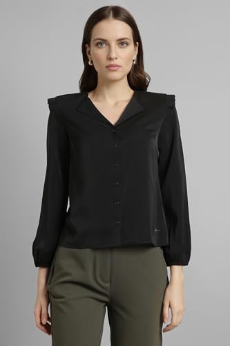 Image of Van Heusen Women Polyester Regular Fit Solid Full Sleeve Casual Shirt