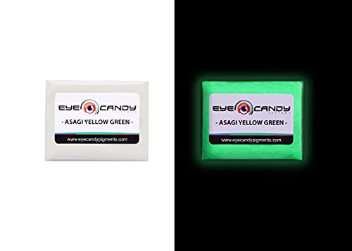 Eye Candy Mica Powder - Asagi (25G) Glow In The Dark - Colorant For Epoxy - Resin - Woodworking - Candle Making - Slime - Nail Polish - Cosmetic Grade - Non-Toxic (Asagi Yellow Green, 25 Grams) #TOP1