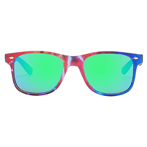 Piranha Avant Retro Sunglasses for Men and Women with Tie Dye Patterned Frames and Blue Mirror Lenses2
