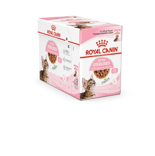 Royal Canin Feline Health Nutrition Kitten Sterilized Jelly Wet Food Pouches 12x85g,Stage 4