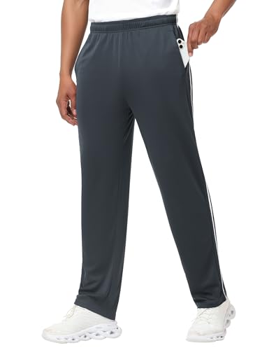 Zoofly Mens Track Pants Athletic Sports Pants Lightweight Breathable Workout Gym Running Sweatpants Dark Grey L