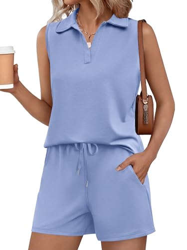 Glamaker Womens Two Piece Short Sets 2 Piece Outfits Sweatsuit