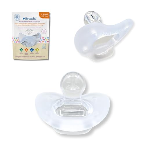 Image of Breathe Baby Pacifier – Patented Design for Natural Oral & Facial Development - BPA-Free, Latex-Free, Pediatrician Developed - Dishwasher Safe 2 Pack (Stage 2: 4-6 Months)