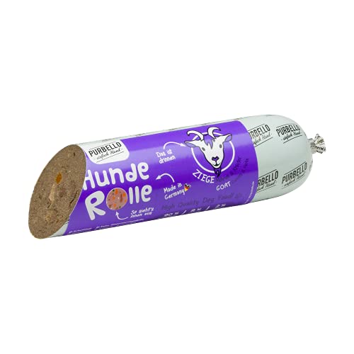 PURBELLO Hunde-Rolle Ziege mit Karotte & Kräutern - Monoprotein Hundefutter mit hohem Fleischanteil - Nassfutter für Hunde - Hundewurst schnittfest & getreidefrei - 8 x 400 g