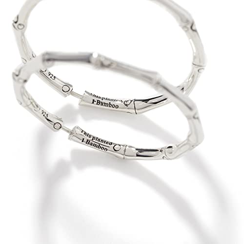 Bamboo Silver Hoop Earrings (30.5) #TOP2