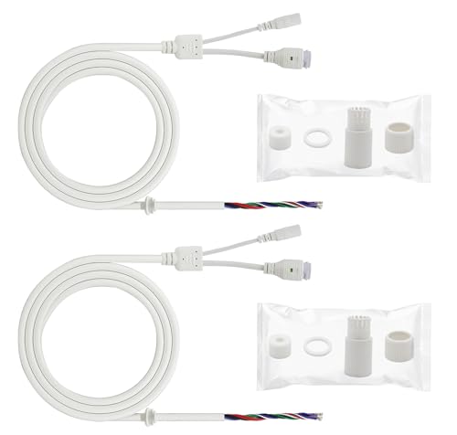 HCFeng Cat5/6 RJ45+DC5521Ethernet CCTV Cable with Buckle Cat5/6 RJ45 Female+DC5.5 * 2.1mm Female to 9pin Bare Wire Pigtail Open Cable, Used for CCTV Security Camera [buckle-2Pack/-60cm/24in]