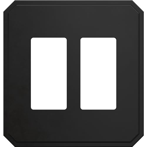 Franklin Brass Stepped Geometric (3-Pack) Decorative Light Switch Cover Matte Black 2-Gang Concealed Mount Screwless Decorator/Rocker Wall Plate Double Switch Plate Cover Outlet Covers W46480K-FB-CP