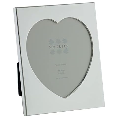 Sixtrees Romeo Heart Shaped silver plated photo frame for a 4" x 6" (102mm x 152mm) picture Cover